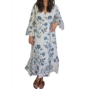 NEW NIBI rhode wrap dress in blue vine